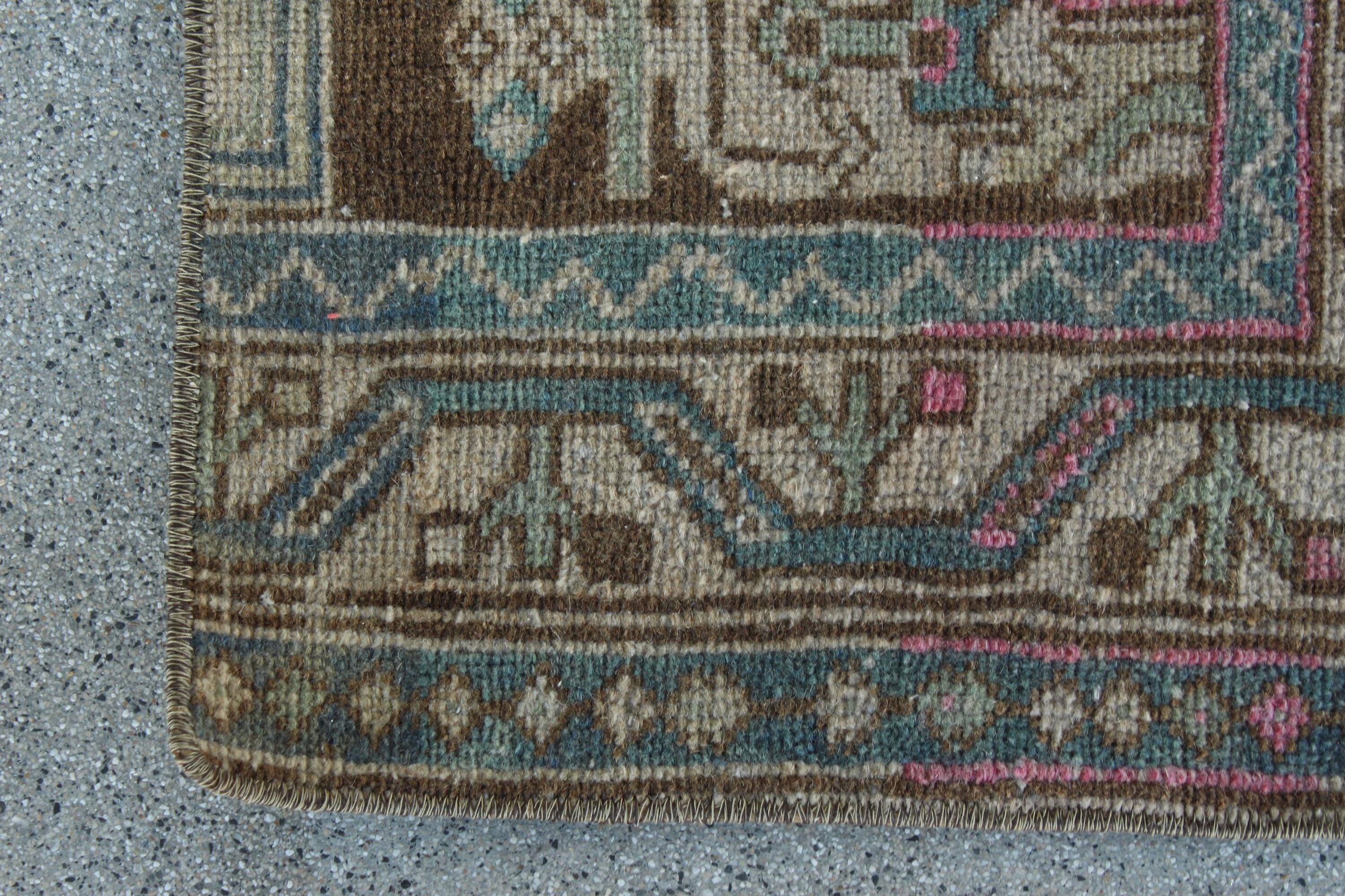 Vintage Turkish Mini Rug 1.4 x 3.1 ft