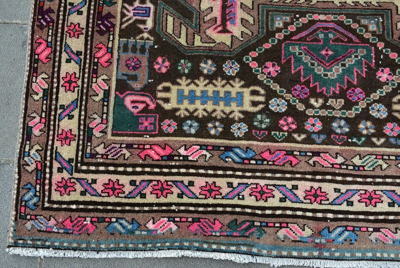 XL Vintage Turkish Accent Area rug 4.3 x 10.1 ft