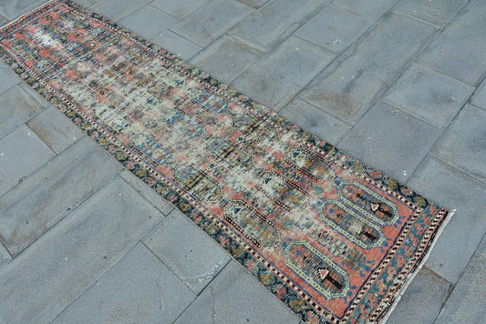 Vintage Turkish Runner Rug 1.9 x 8.4 ft