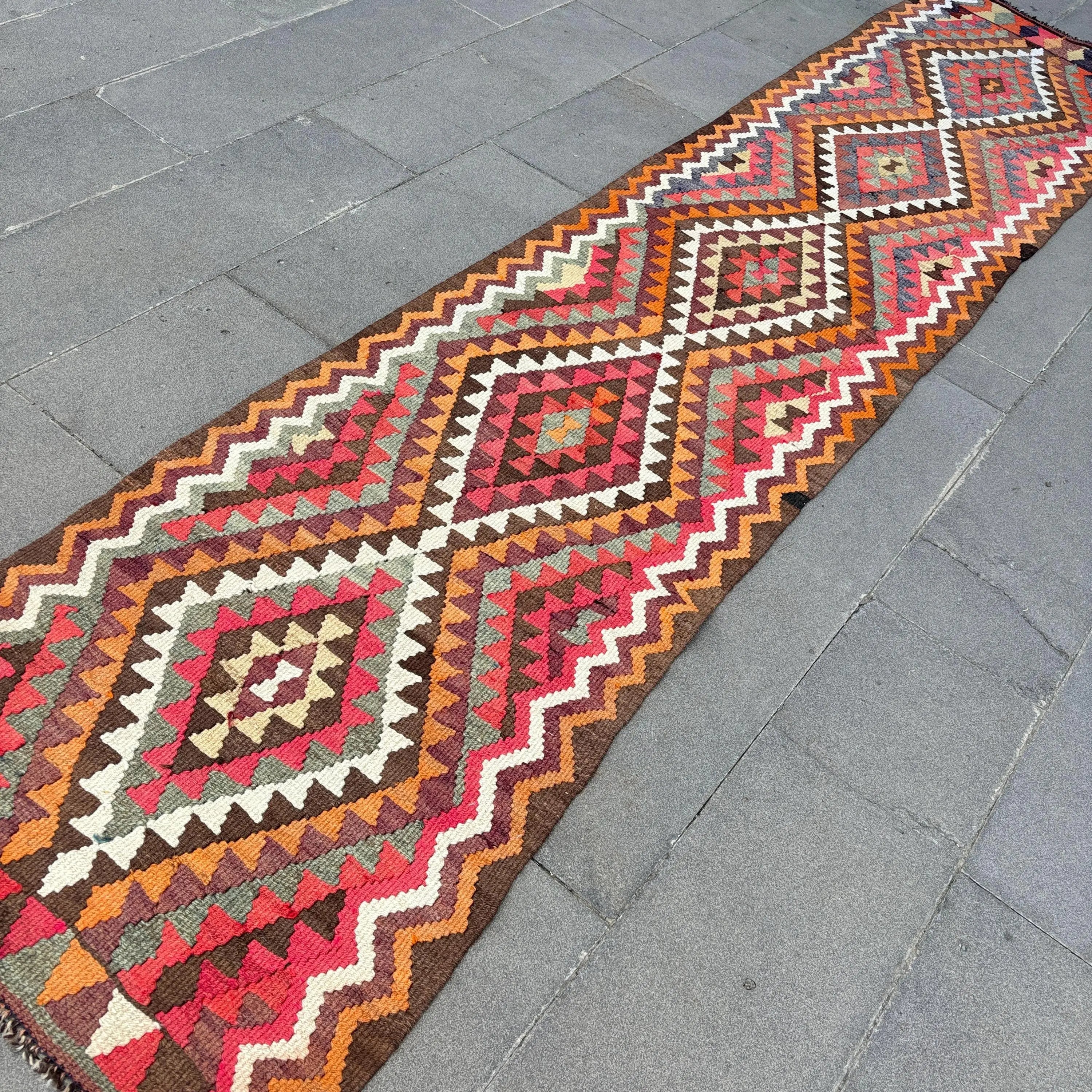 Vintage Turkish Runner Rug 2.7 x 11.9 ft