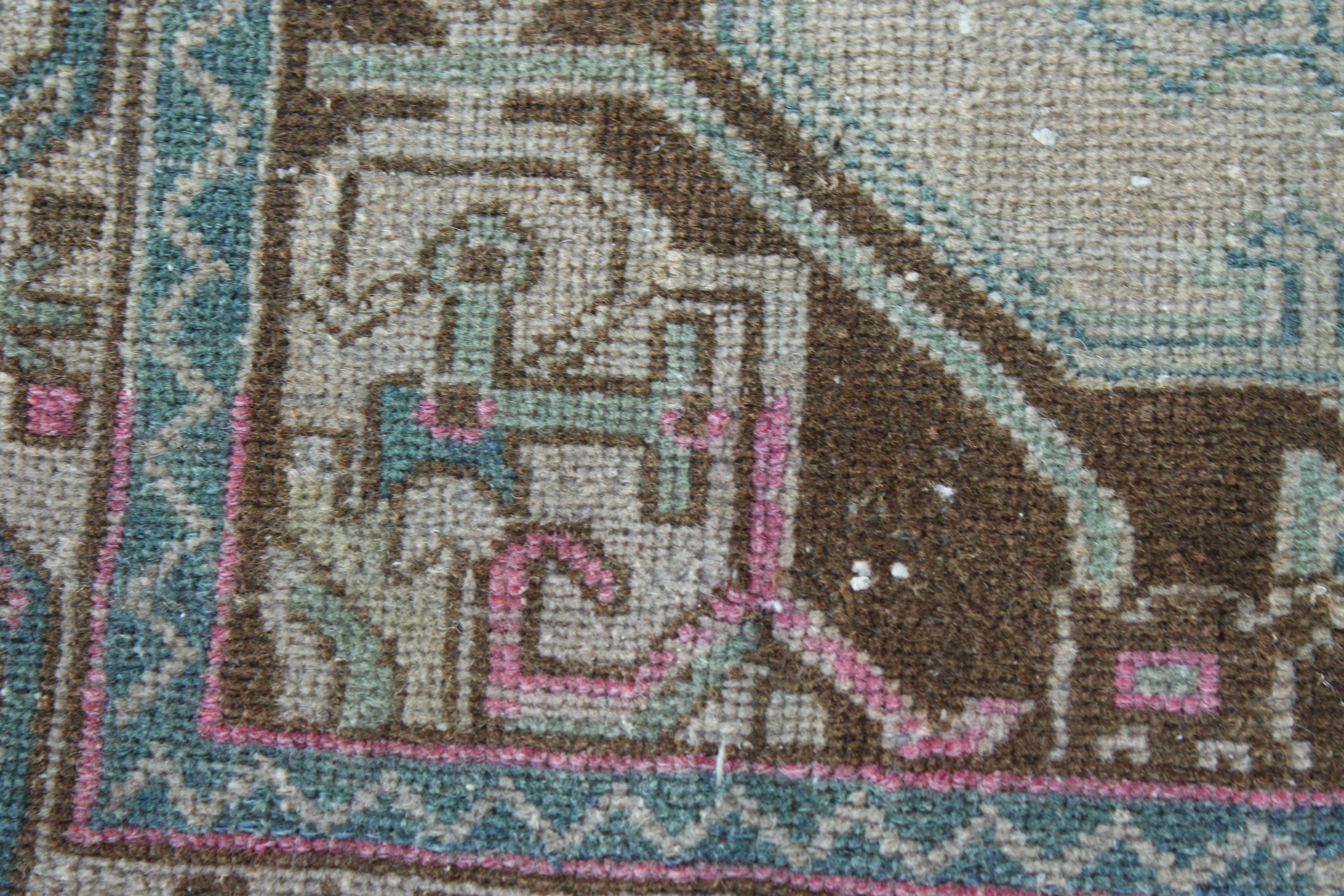 Vintage Turkish Mini Rug 1.4 x 3.1 ft