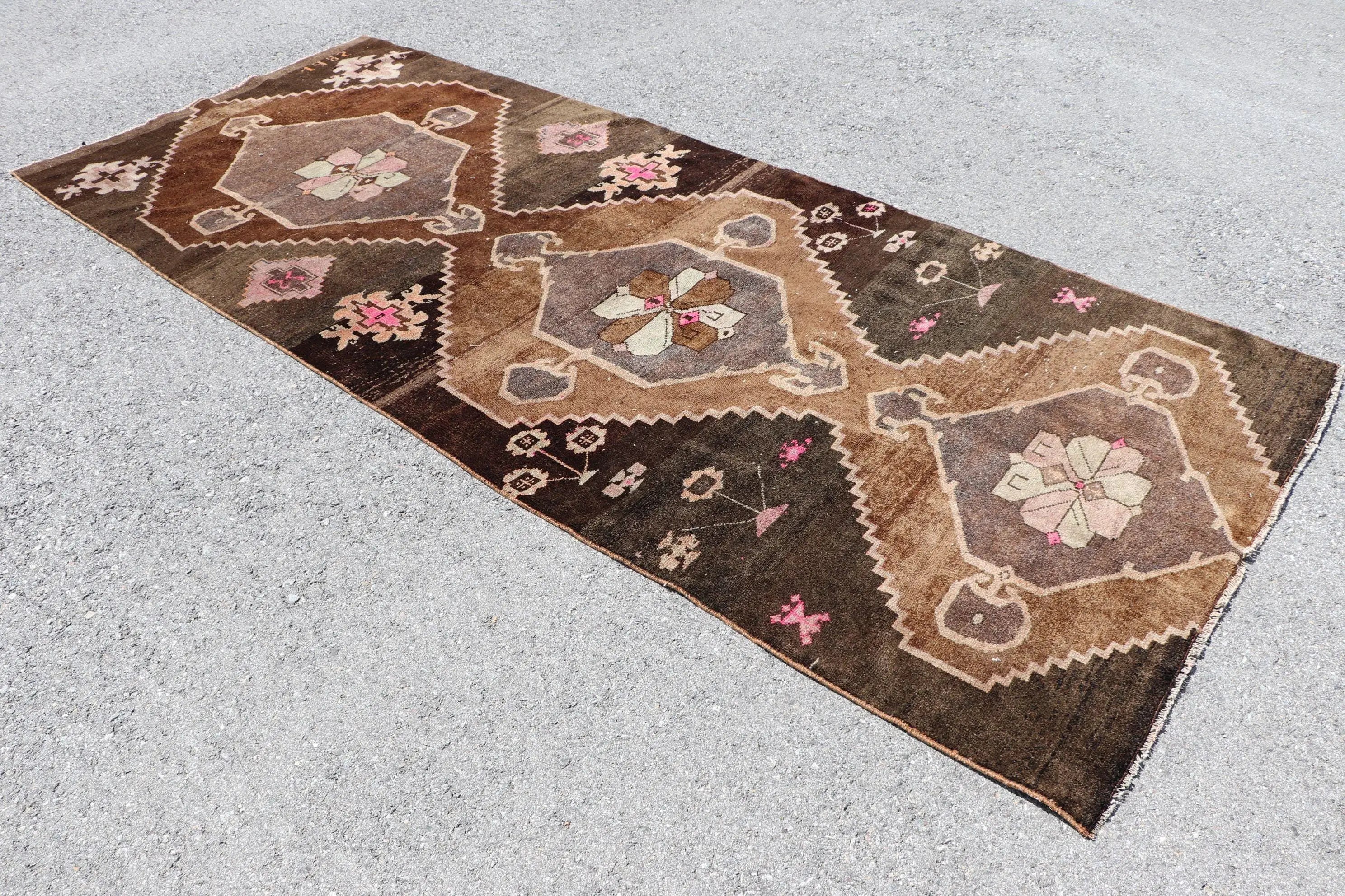 XL Vintage Turkish Accent Area Rug 4.7 x 11 ft