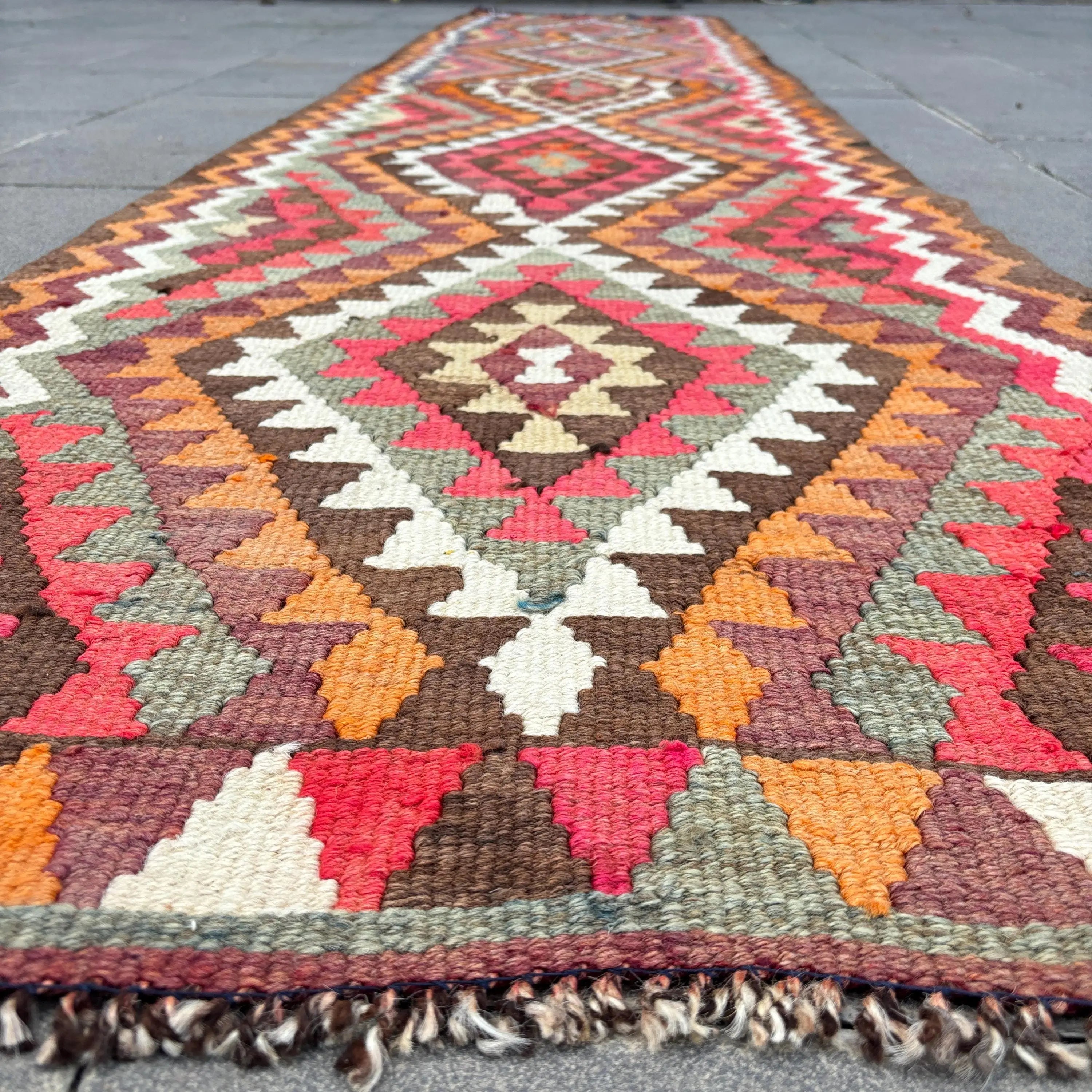Vintage Turkish Runner Rug 2.7 x 11.9 ft