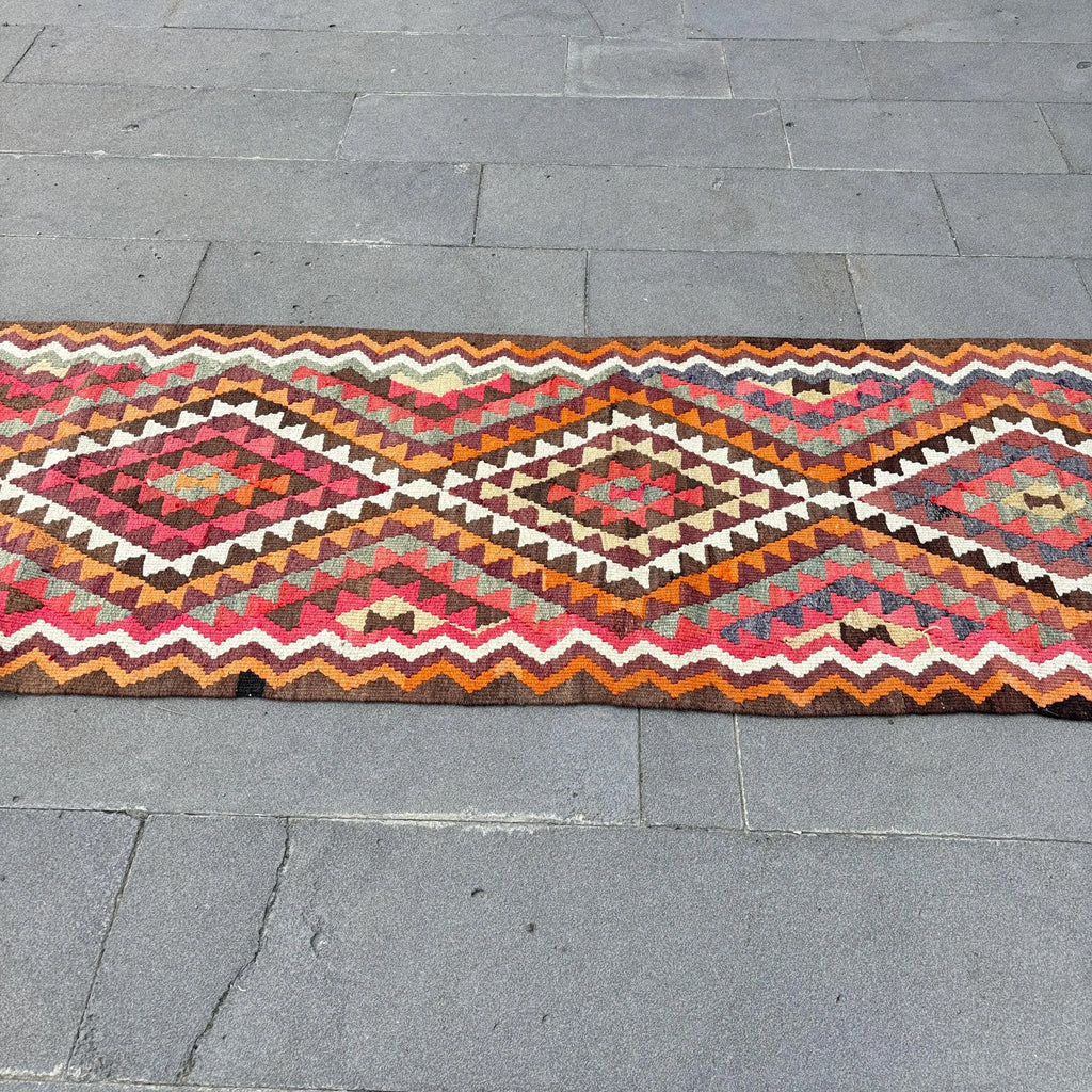 Vintage Turkish Runner Rug 2.7 x 11.9 ft