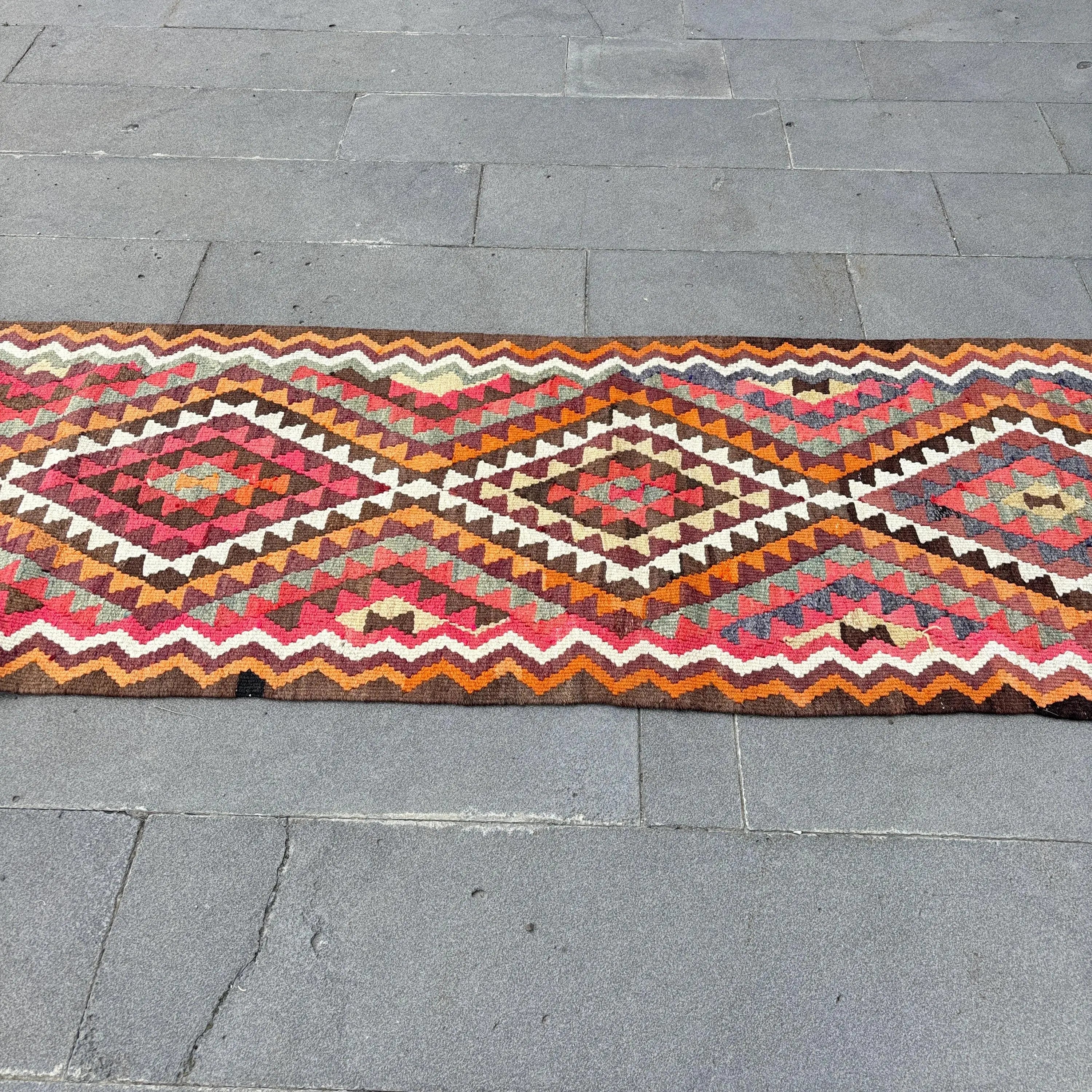 Vintage Turkish Runner Rug 2.7 x 11.9 ft