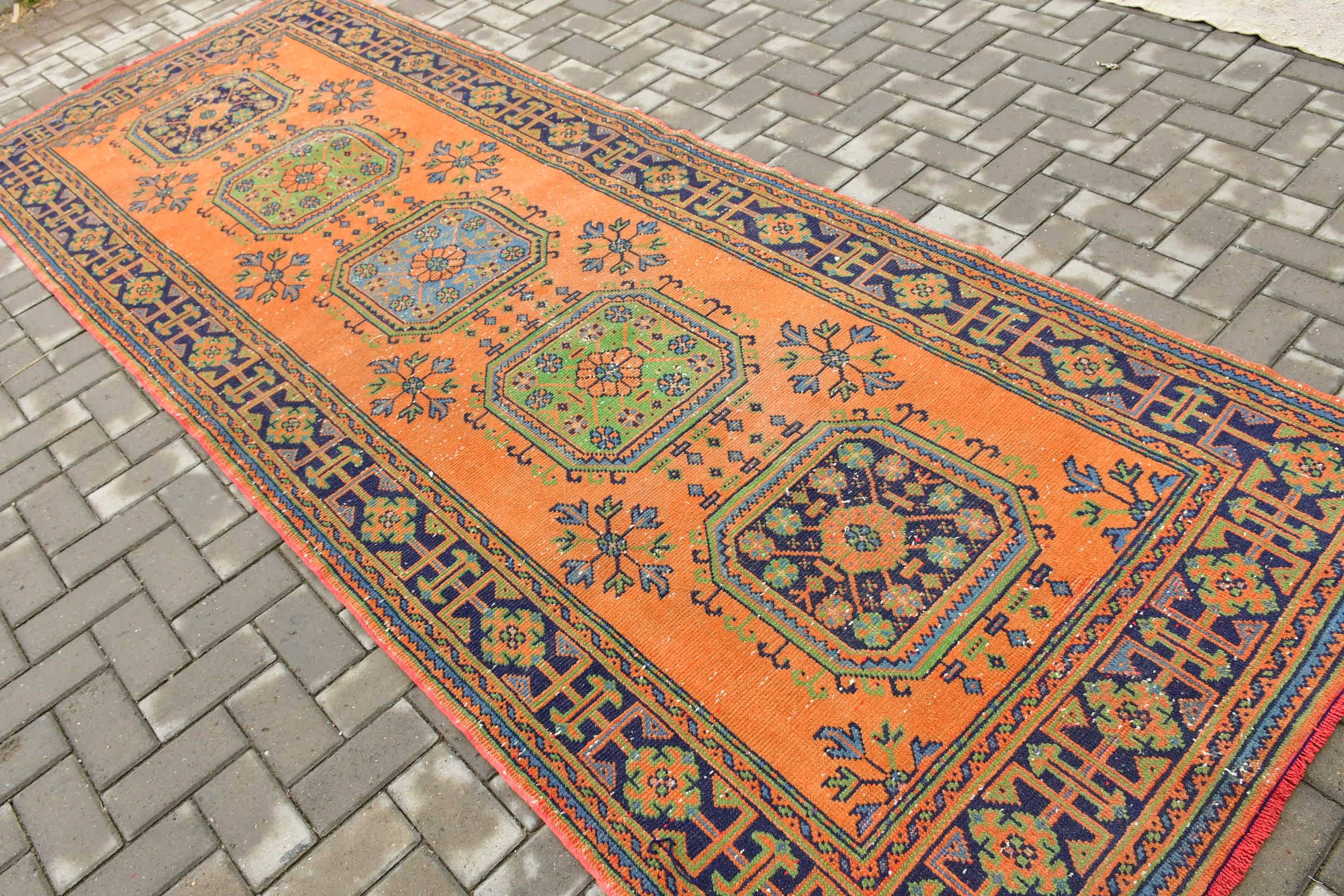 Vintage Turkish Accent Area rug 4.3 x 11.4 ft