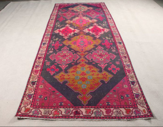 Vintage Persian Accent Area Rug 4.2 x 11 ft