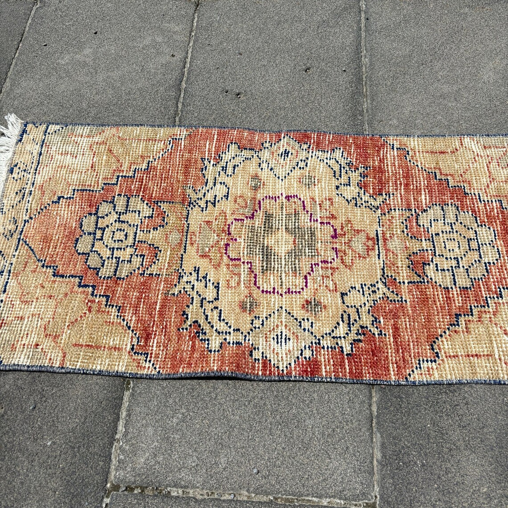 Vintage Turkish Mini Rug 1.3 x 2.8 ft