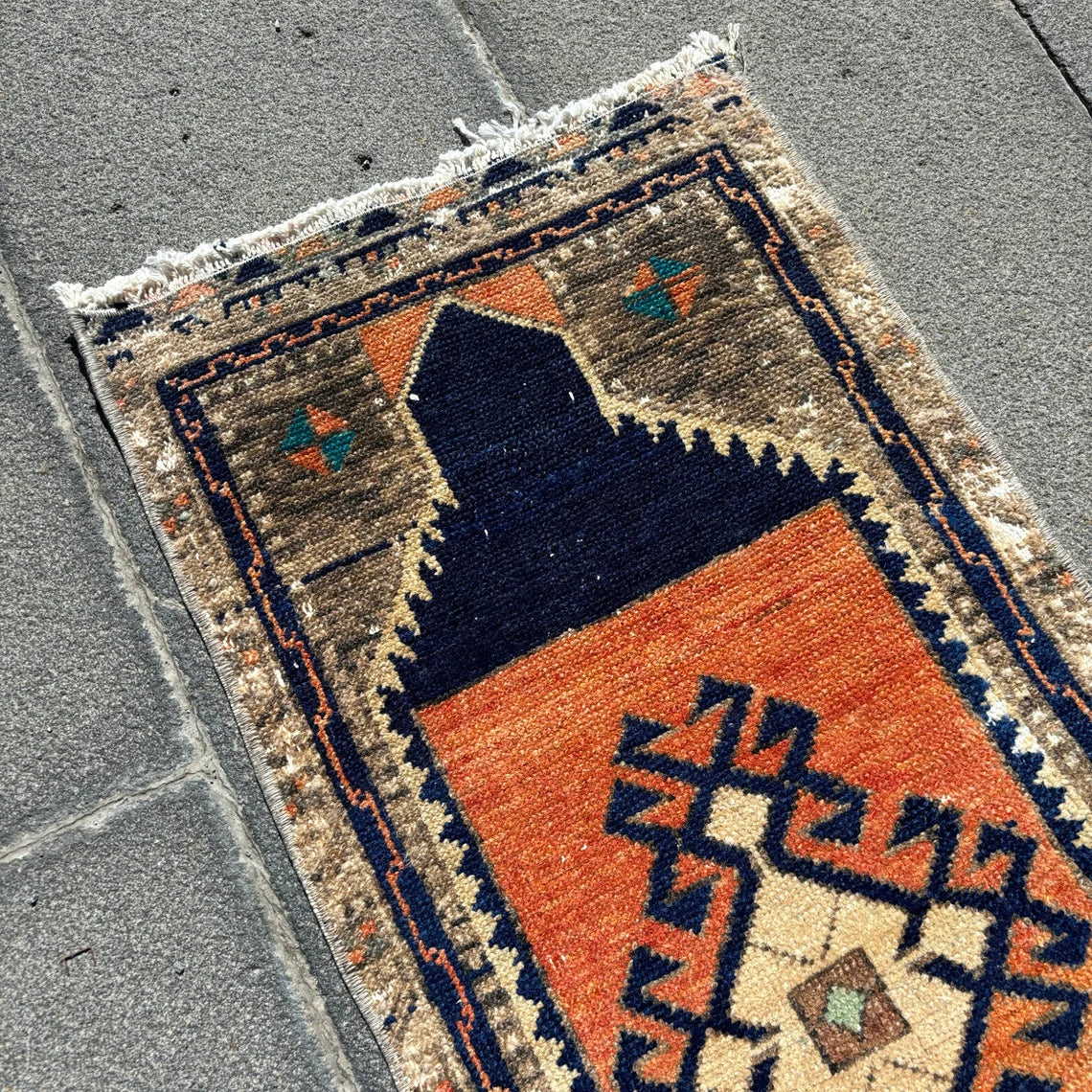 Vintage Turkish Mini Rug 1.4 x 3.1 ft