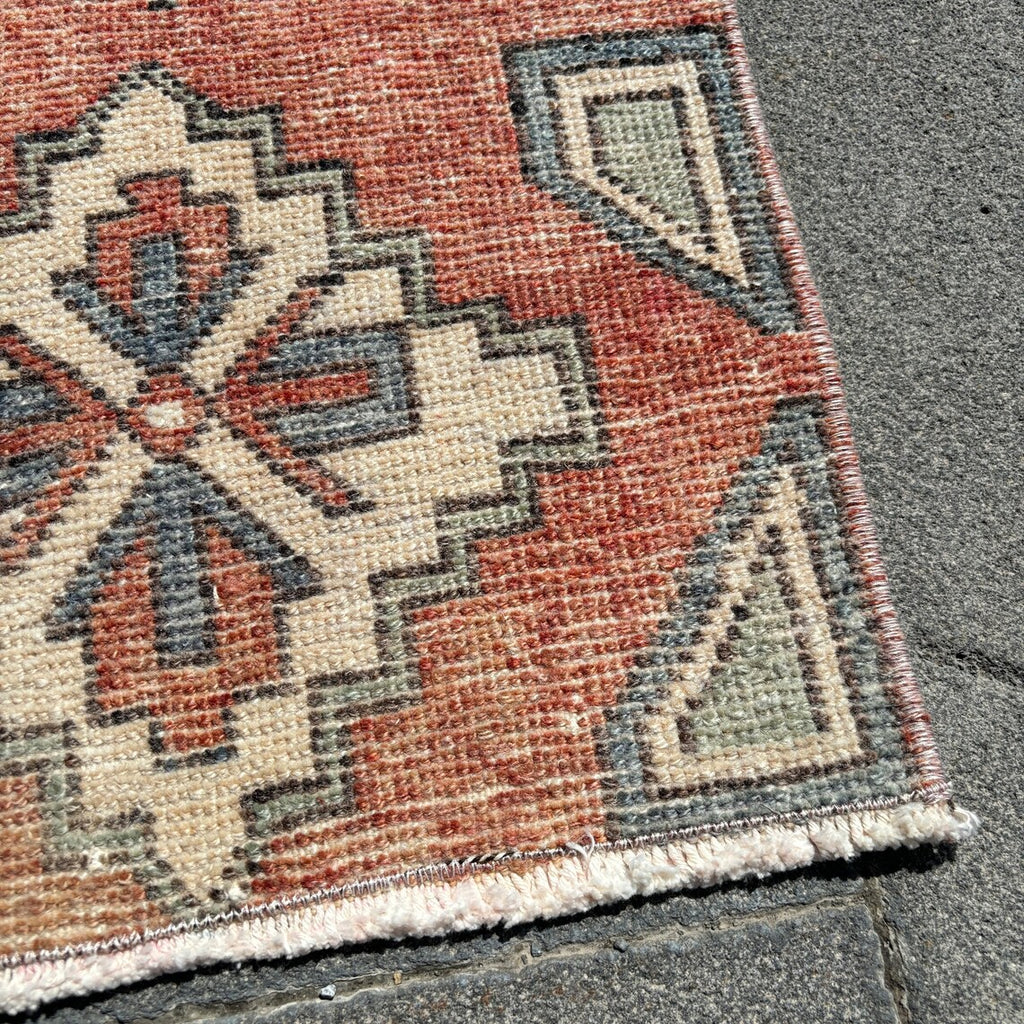 Vintage Turkish Mini Rug 1.2 x 2.9 ft