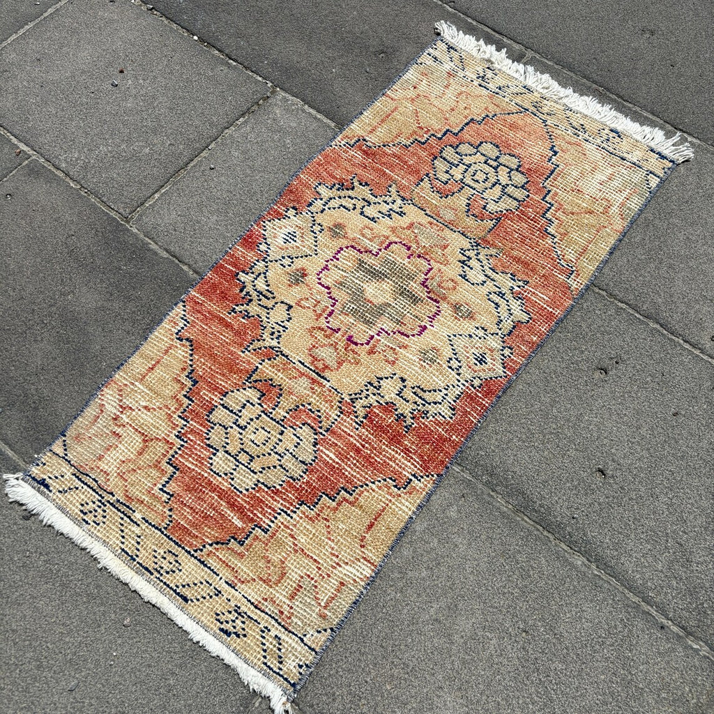 Vintage Turkish Mini Rug 1.3 x 2.8 ft