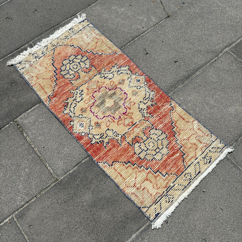 Vintage Turkish Mini Rug 1.3 x 2.8 ft