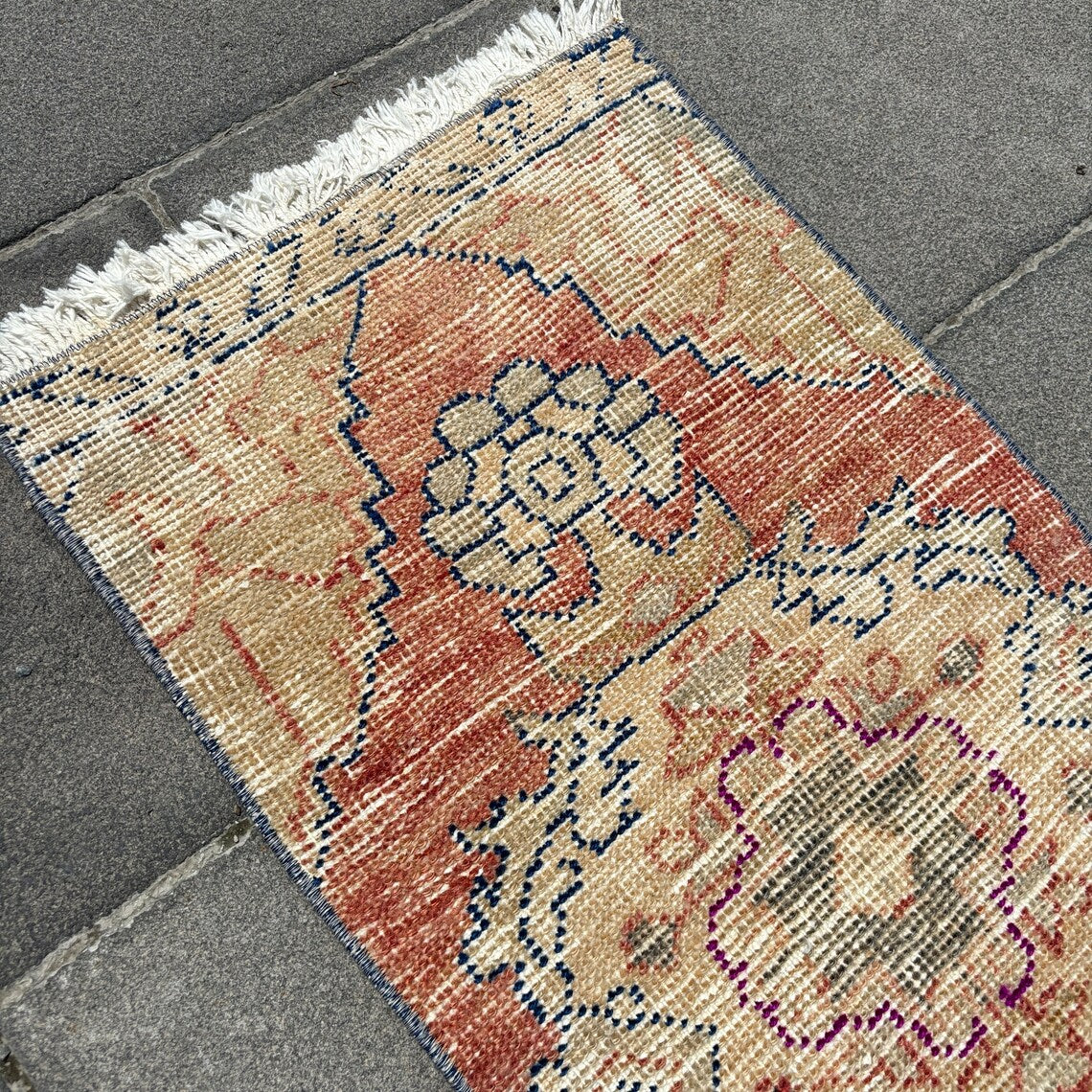 Vintage Turkish Mini Rug 1.3 x 2.8 ft