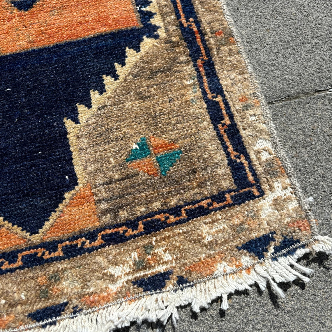 Vintage Turkish Mini Rug 1.4 x 3.1 ft