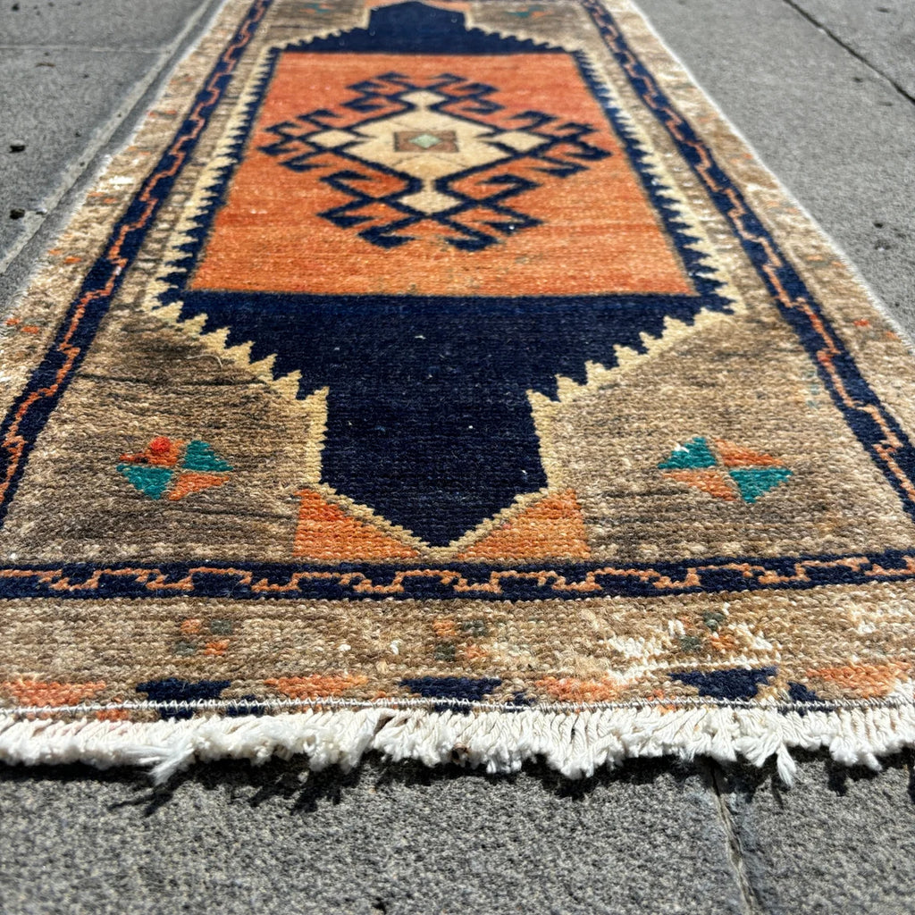 Vintage Turkish Mini Rug 1.4 x 3.1 ft