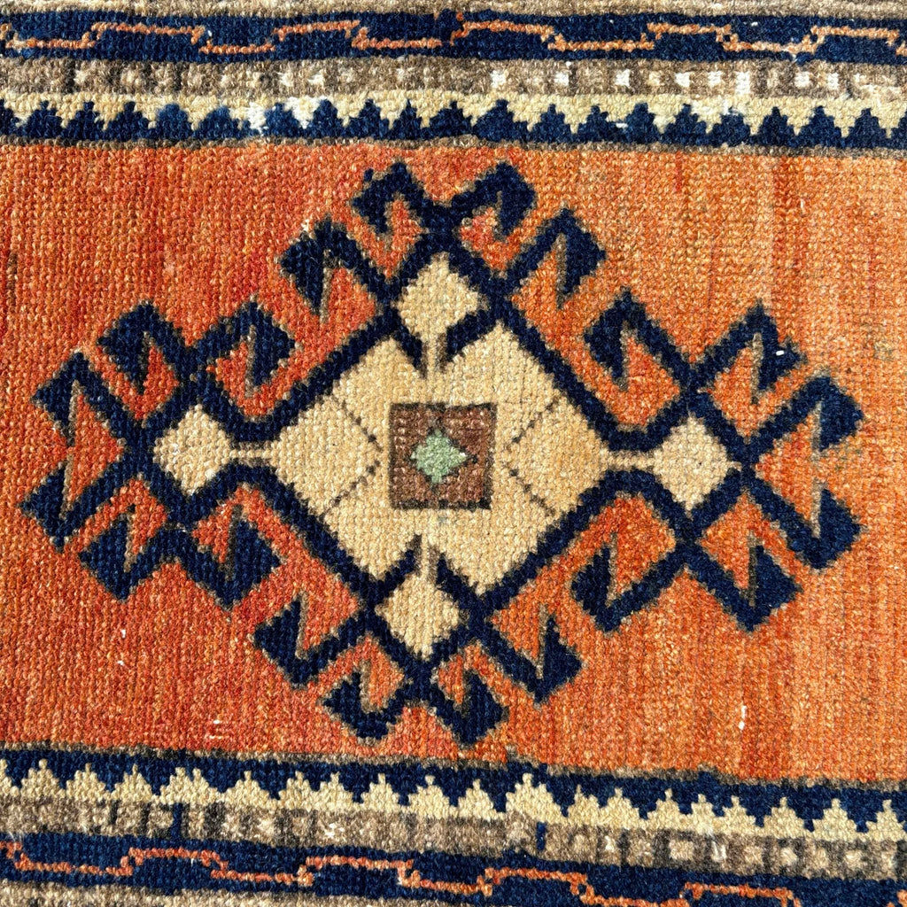 Vintage Turkish Mini Rug 1.4 x 3.1 ft