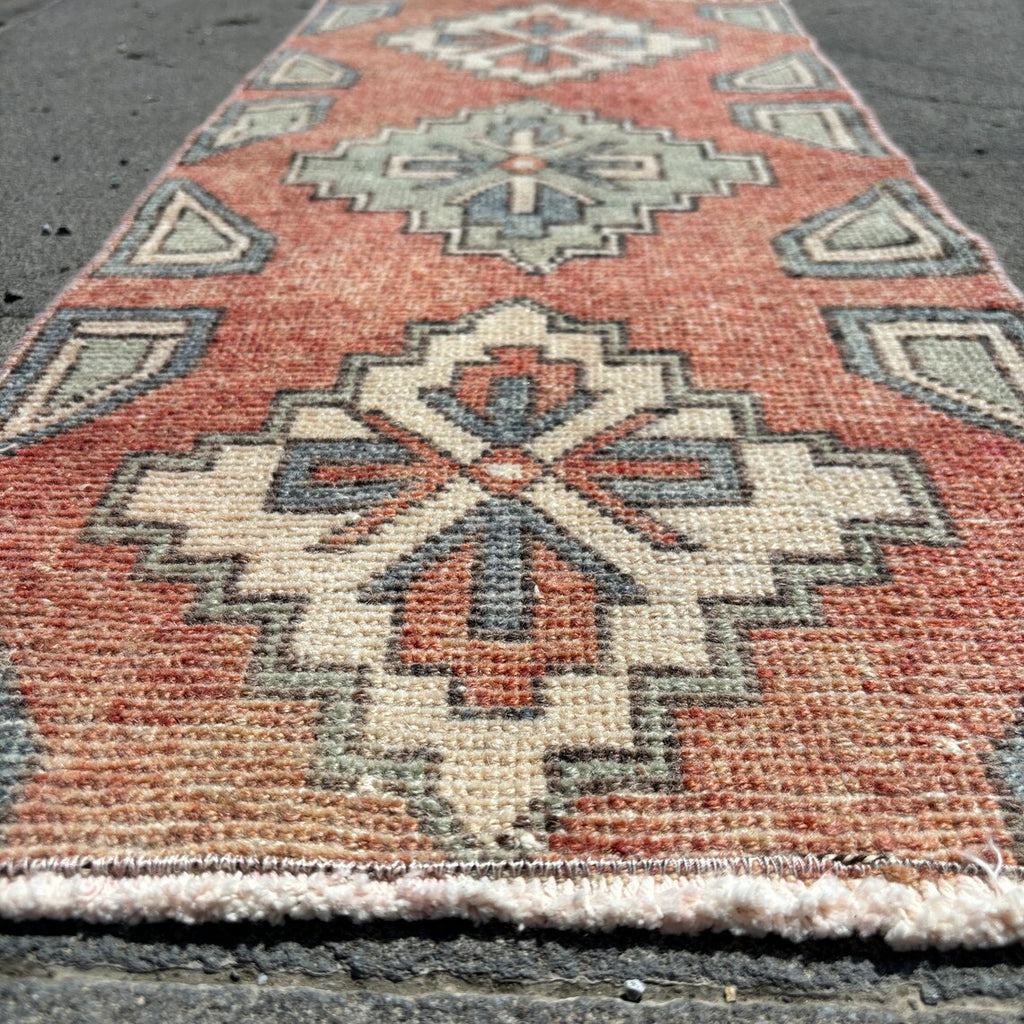 Vintage Turkish Mini Rug 1.2 x 2.9 ft