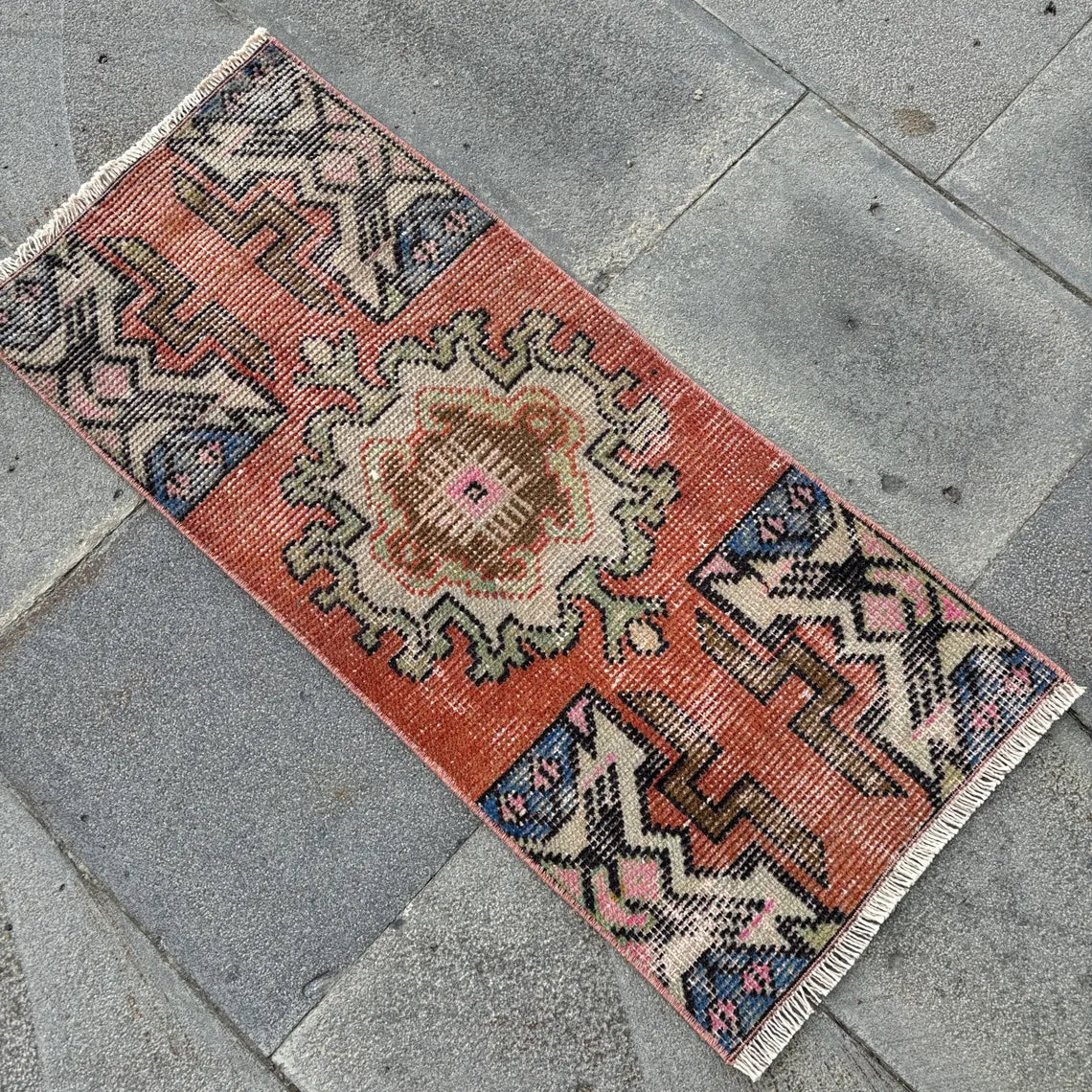 Vintage Turkish Mini Rug 1.3 x 2.9 ft