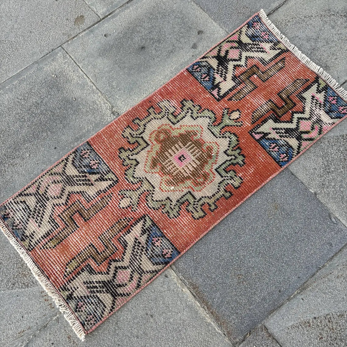 Vintage Turkish Mini Rug 1.3 x 2.9 ft