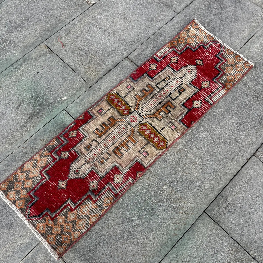 Vintage Turkish Mini Rug 1.1 x 3.2 ft