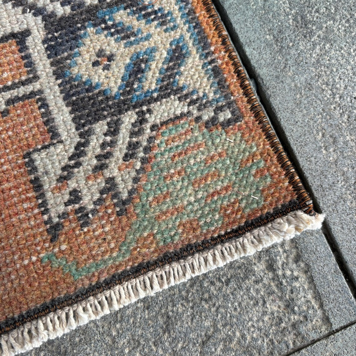 Vintage Turkish Mini Rug 1.2 x 2.9 ft