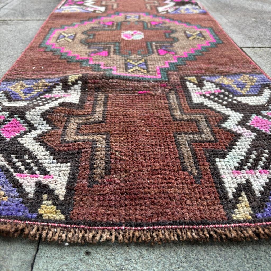 Vintage Turkish Mini Rug 1.3 x 3.1 ft