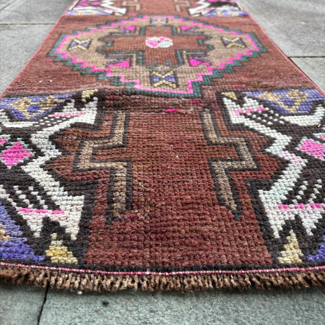 Vintage Turkish Mini Rug 1.3 x 3.1 ft