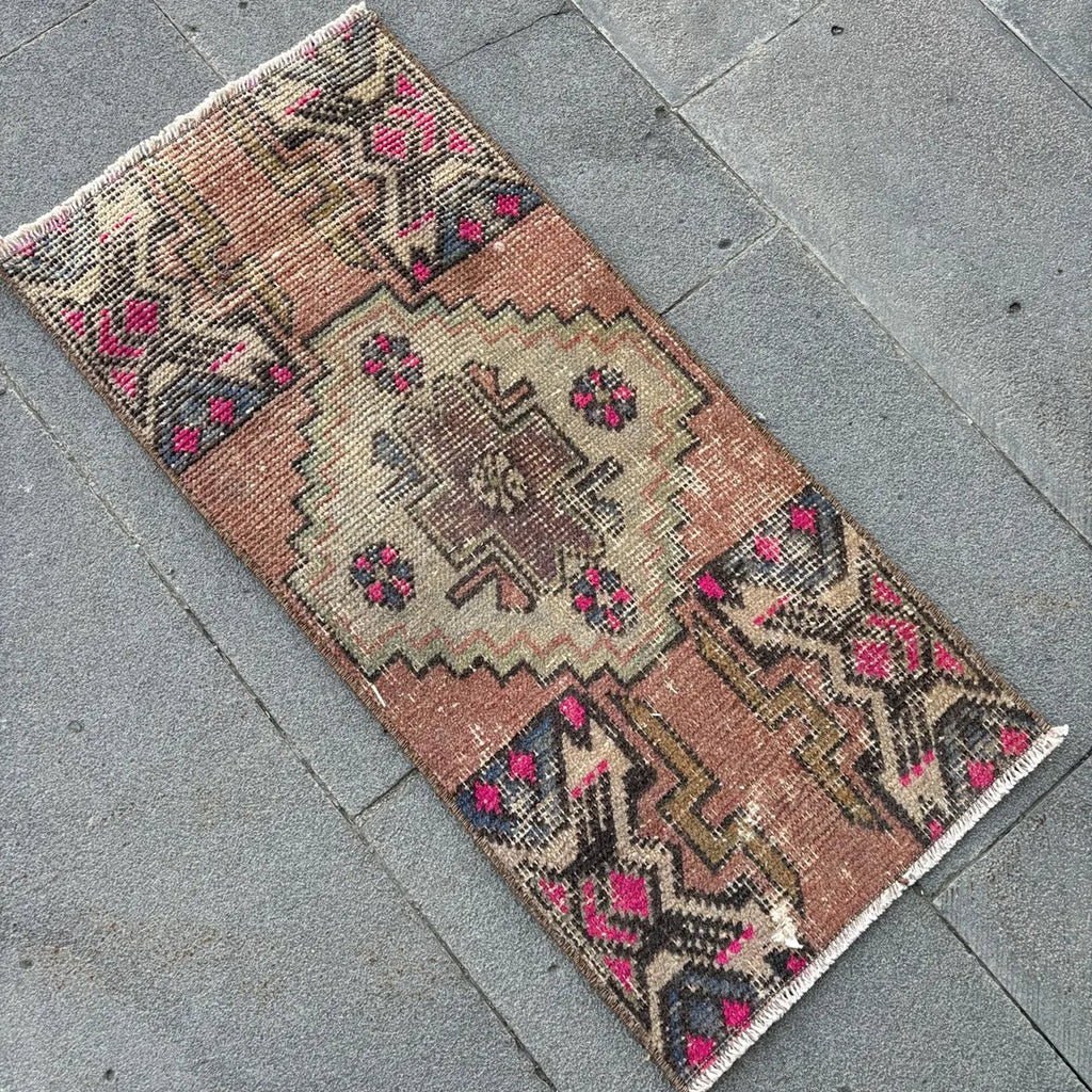 Vintage Turkish Mini Rug 1.3 x 2.9 ft