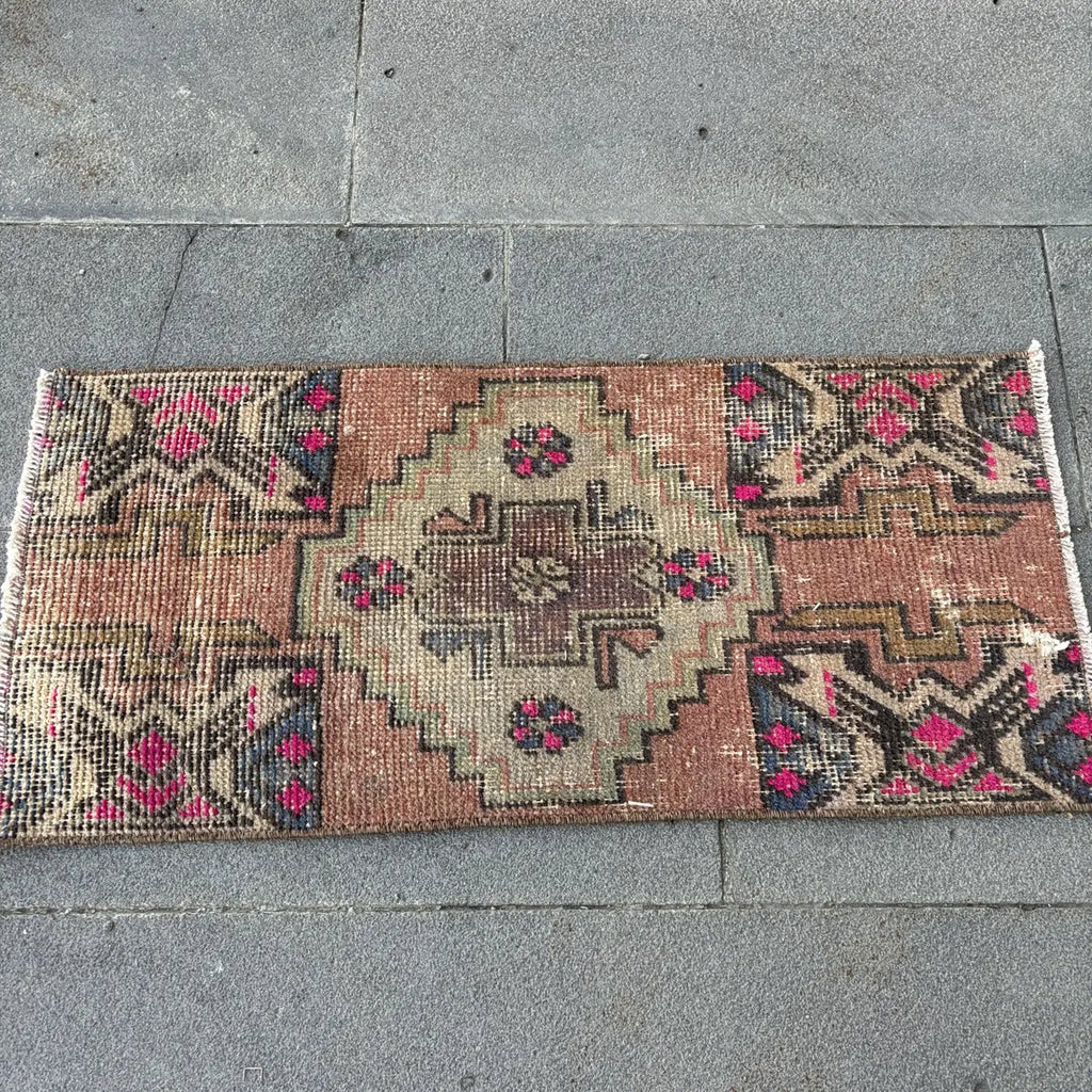 Vintage Turkish Mini Rug 1.3 x 2.9 ft