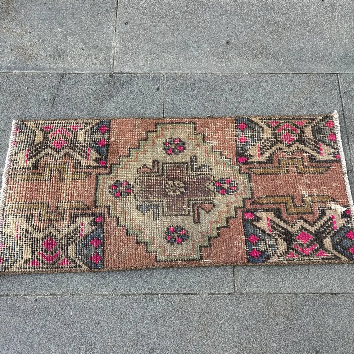 Vintage Turkish Mini Rug 1.3 x 2.9 ft