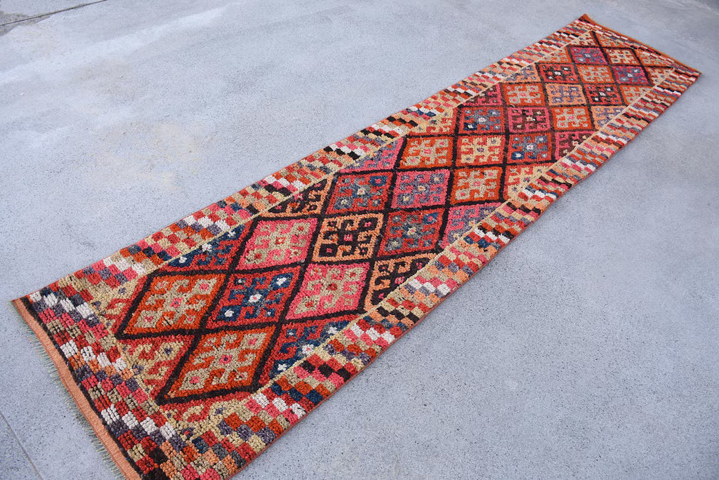 Vintage Turkish Runner Rug 2.5 x 11.3 ft
