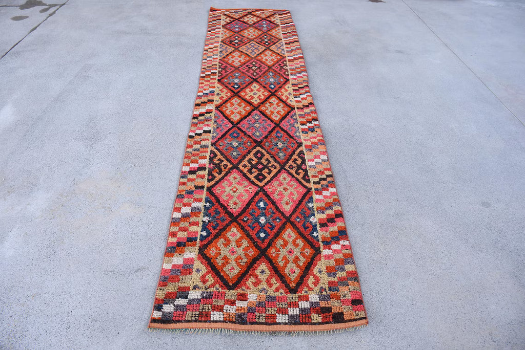 Vintage Turkish Runner Rug 2.5 x 11.3 ft