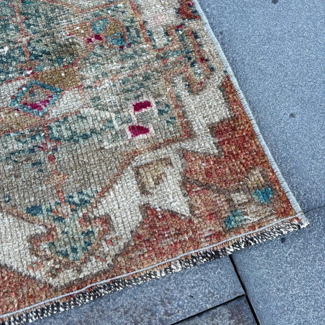 Vintage Turkish Mini Rug 1.3 x 2.6 ft
