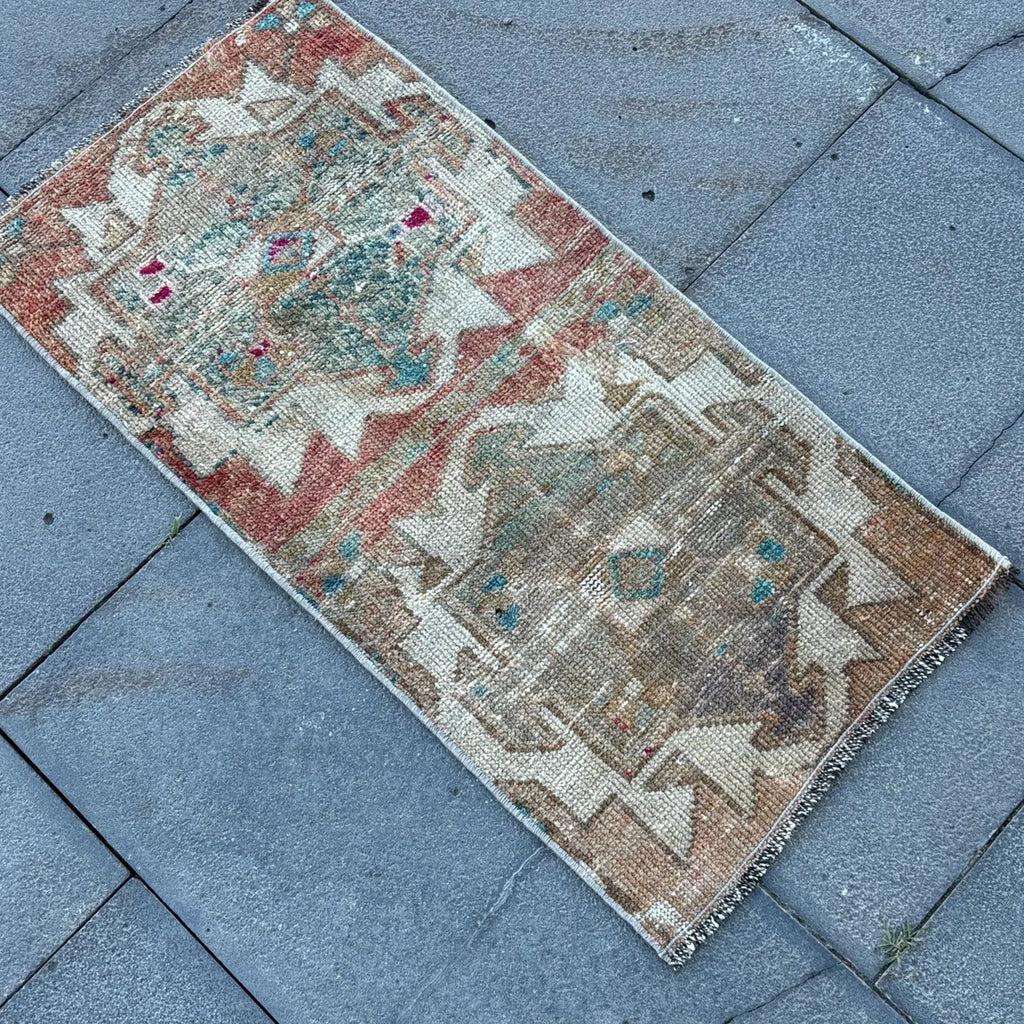 Vintage Turkish Mini Rug 1.3 x 2.6 ft