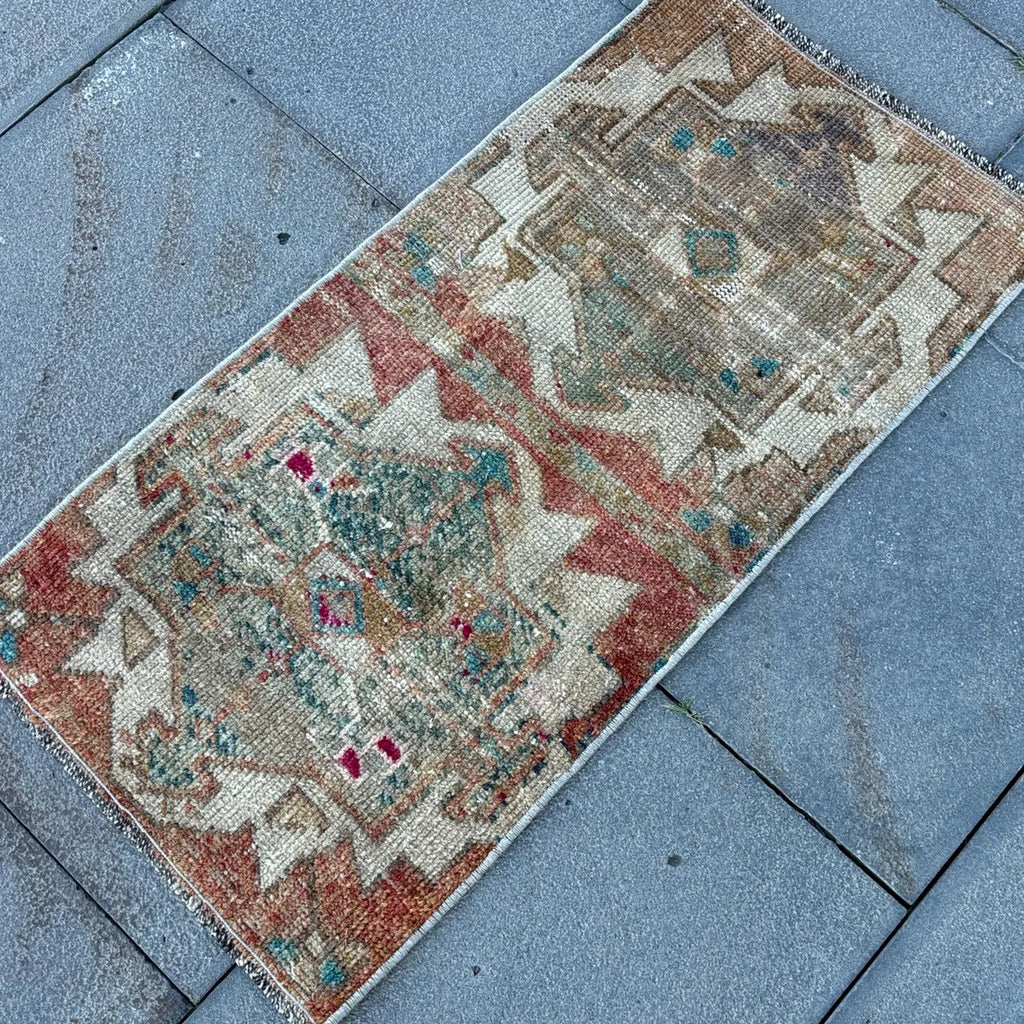 Vintage Turkish Mini Rug 1.3 x 2.6 ft