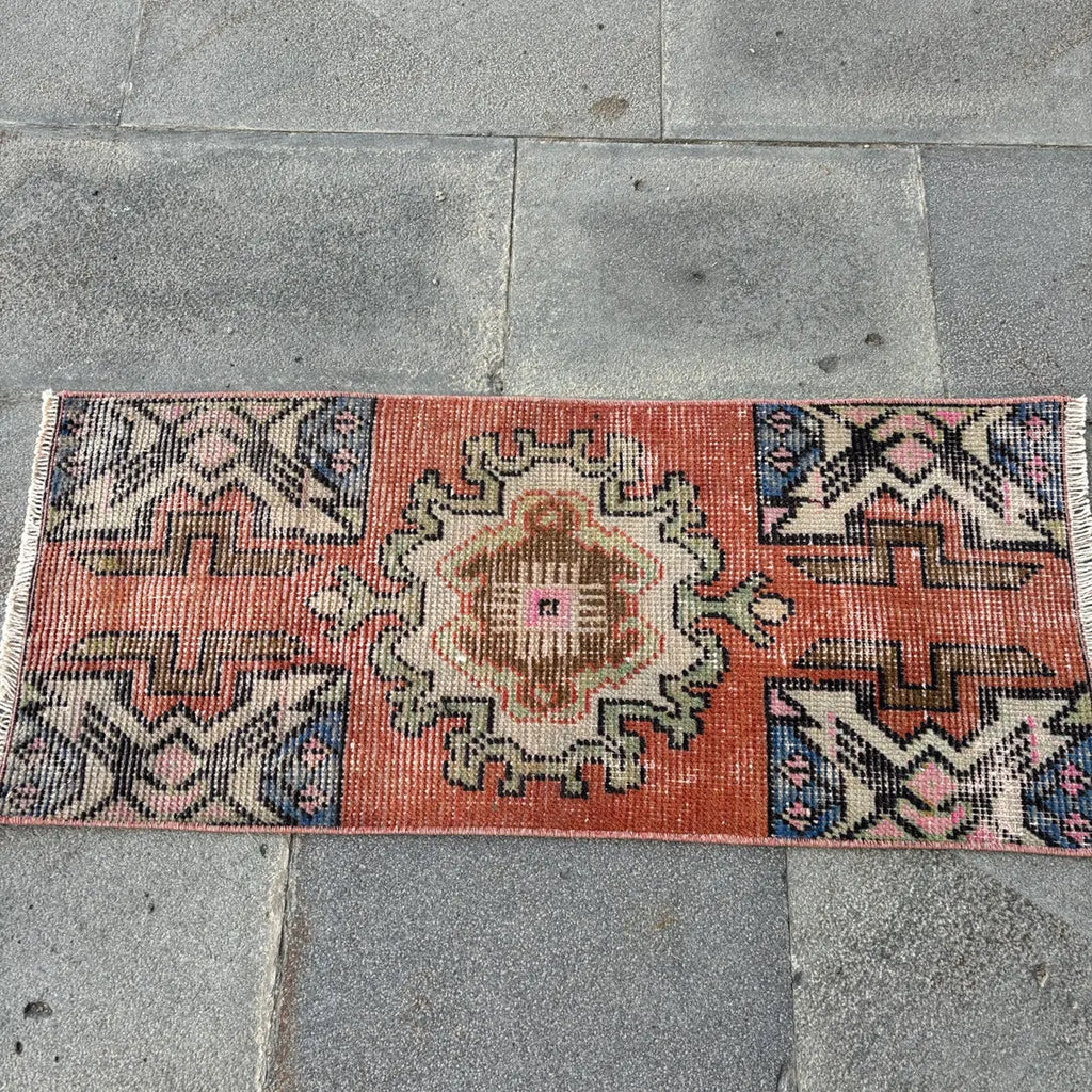 Vintage Turkish Mini Rug 1.3 x 2.9 ft