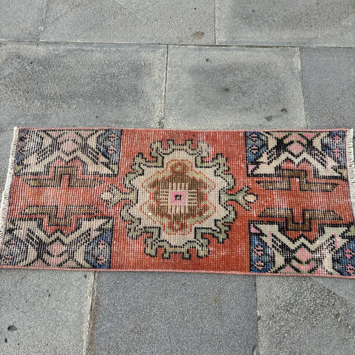 Vintage Turkish Mini Rug 1.3 x 2.9 ft