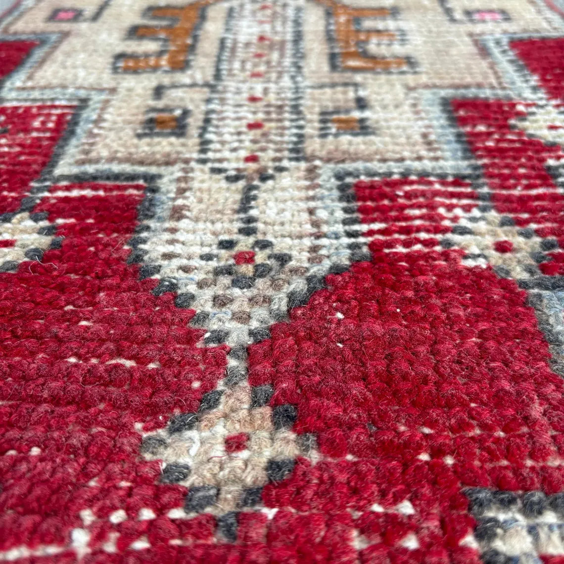 Vintage Turkish Mini Rug 1.1 x 3.2 ft
