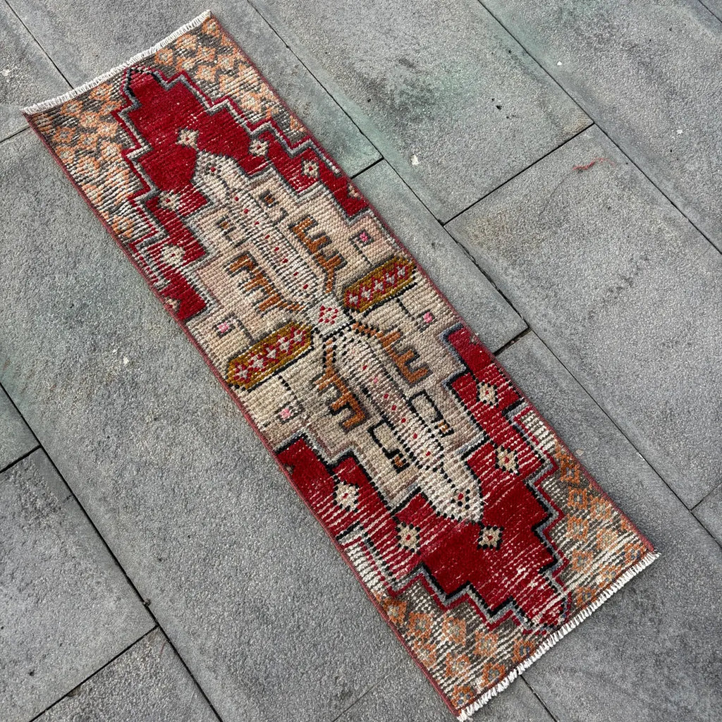 Vintage Turkish Mini Rug 1.1 x 3.2 ft