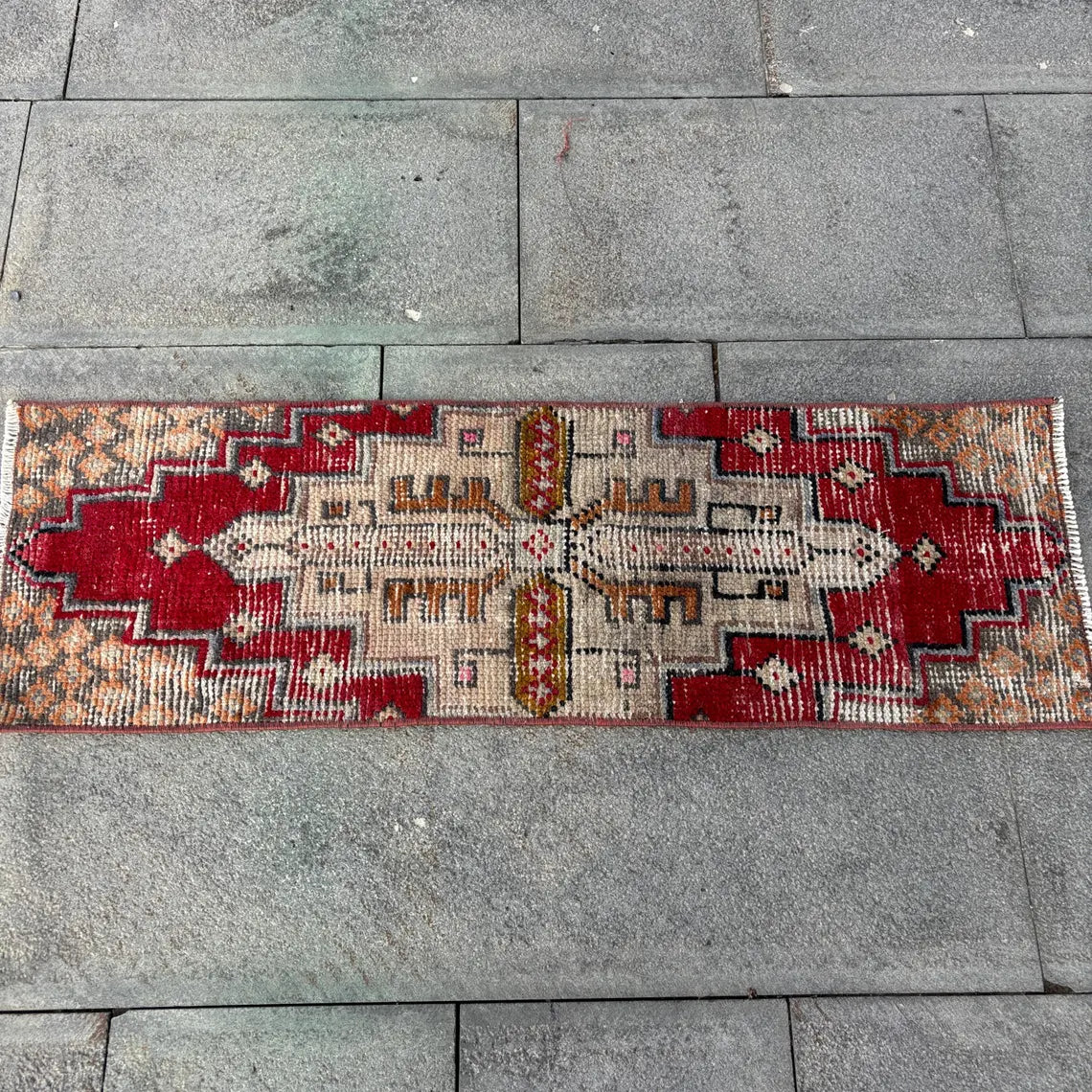 Vintage Turkish Mini Rug 1.1 x 3.2 ft