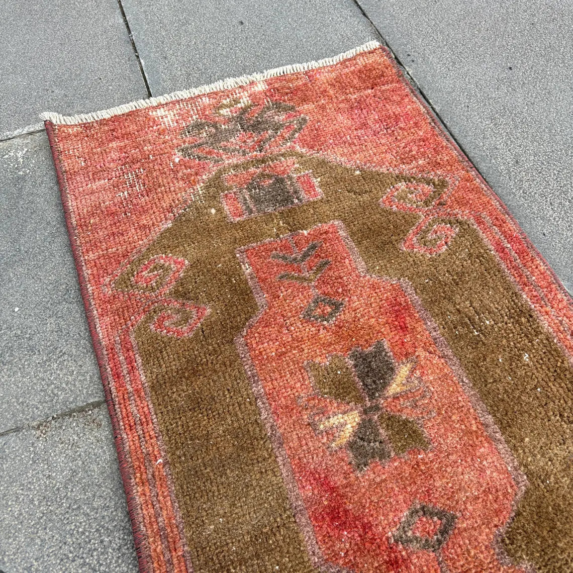 Vintage Turkish Mini Rug 1.3 x 2.8 ft