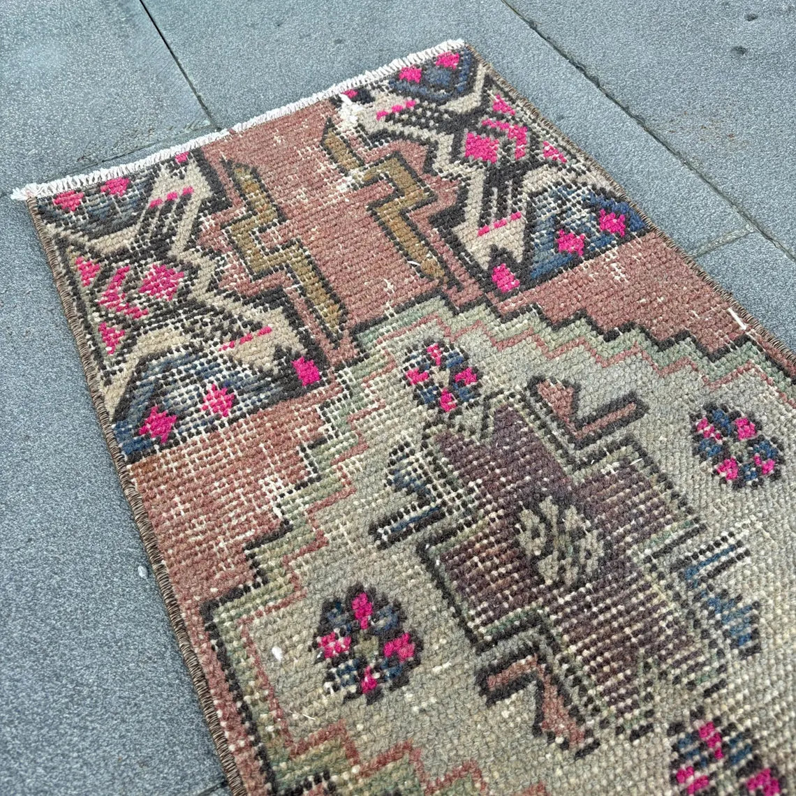 Vintage Turkish Mini Rug 1.3 x 2.9 ft