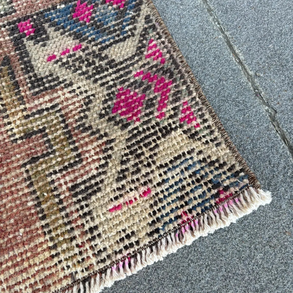 Vintage Turkish Mini Rug 1.3 x 2.9 ft