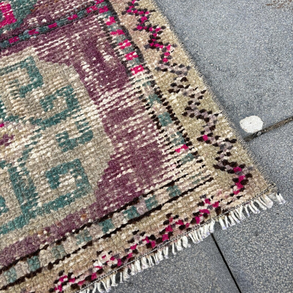 Vintage Turkish Mini Rug 1.5 x 2.8 ft