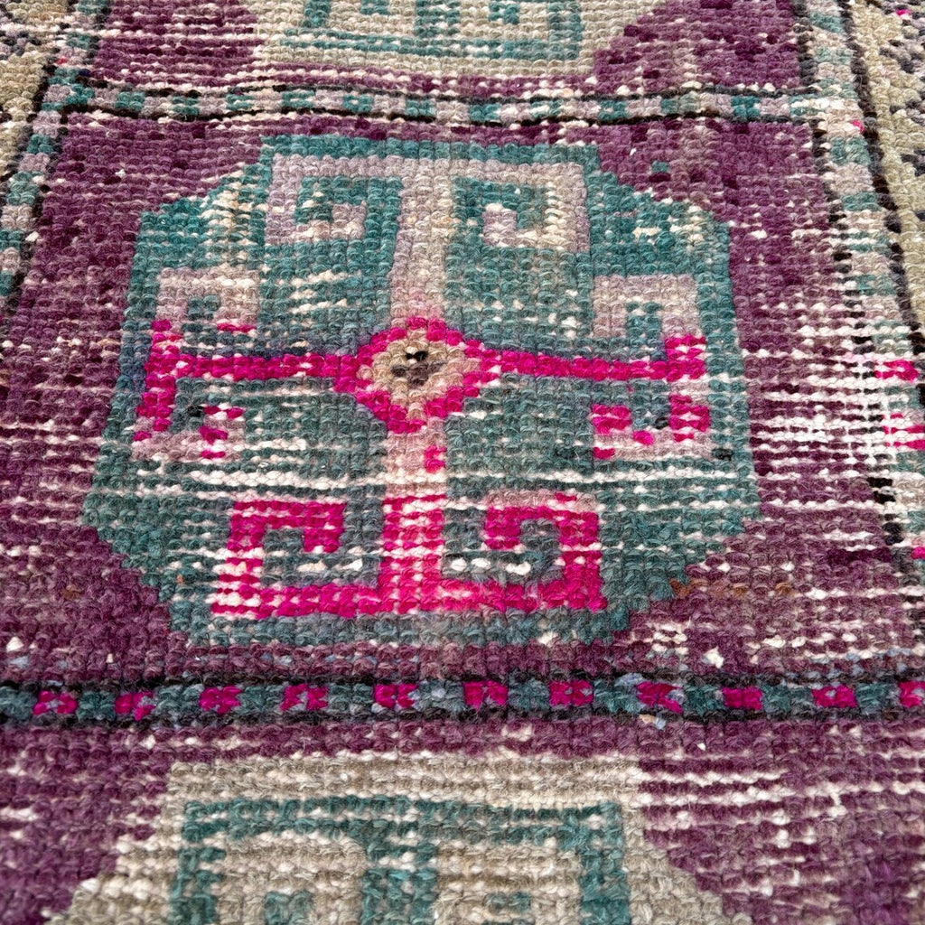 Vintage Turkish Mini Rug 1.5 x 2.8 ft