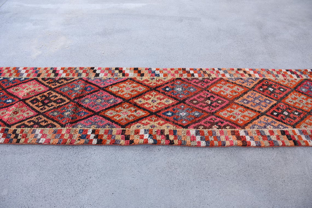 Vintage Turkish Runner Rug 2.5 x 11.3 ft