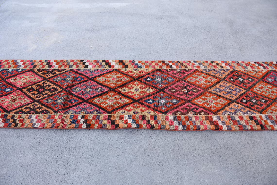 Vintage Turkish Runner Rug 2.5 x 11.3 ft