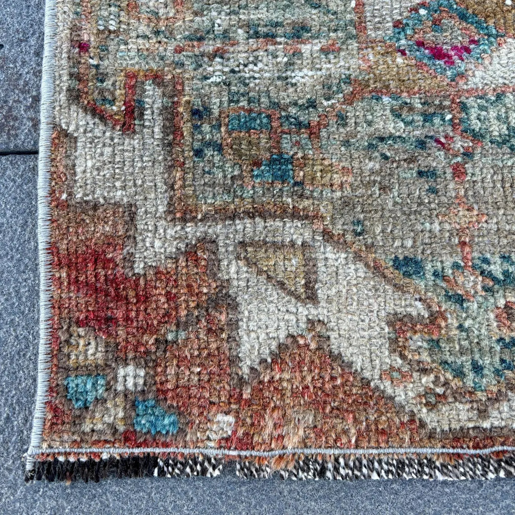 Vintage Turkish Mini Rug 1.3 x 2.6 ft