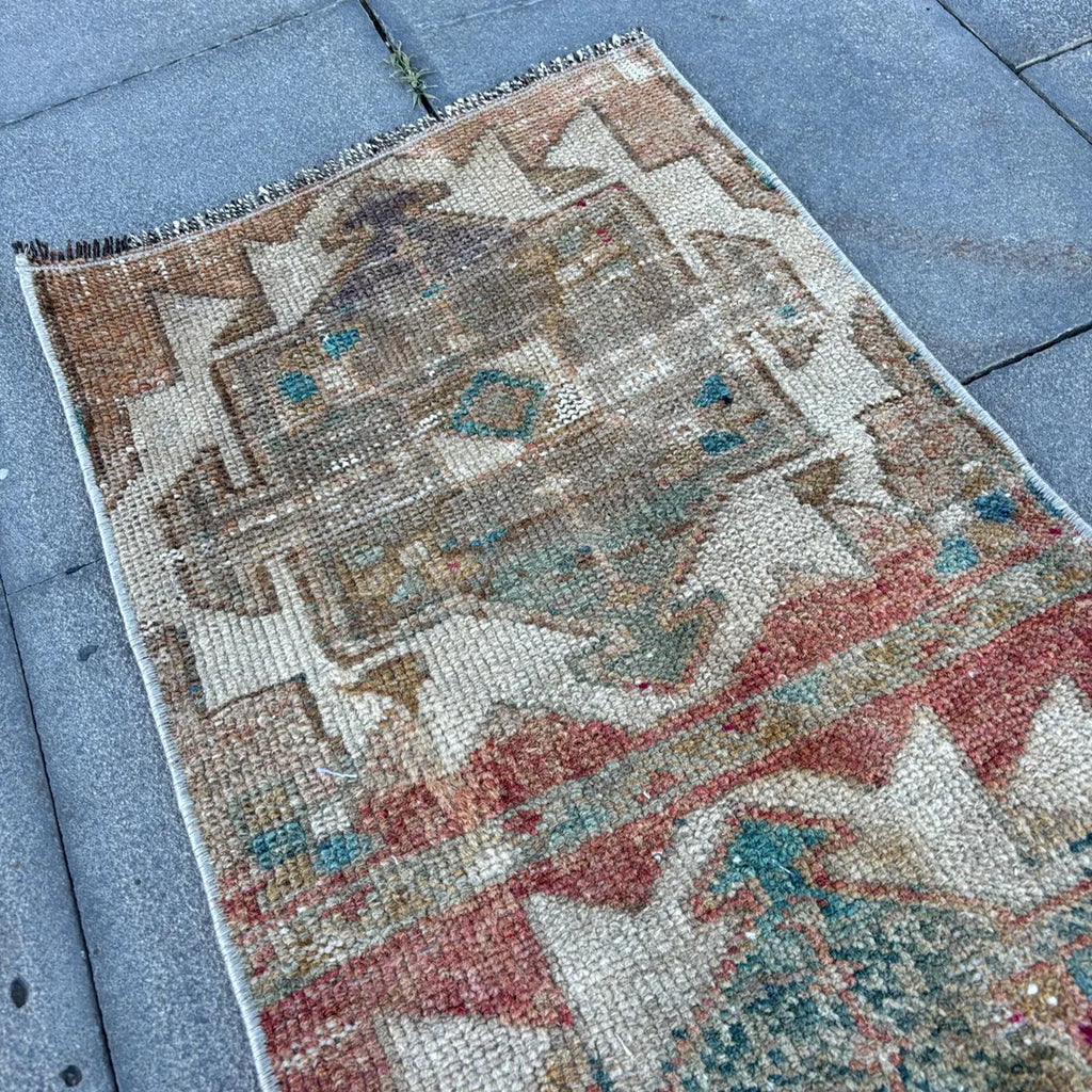 Vintage Turkish Mini Rug 1.3 x 2.6 ft