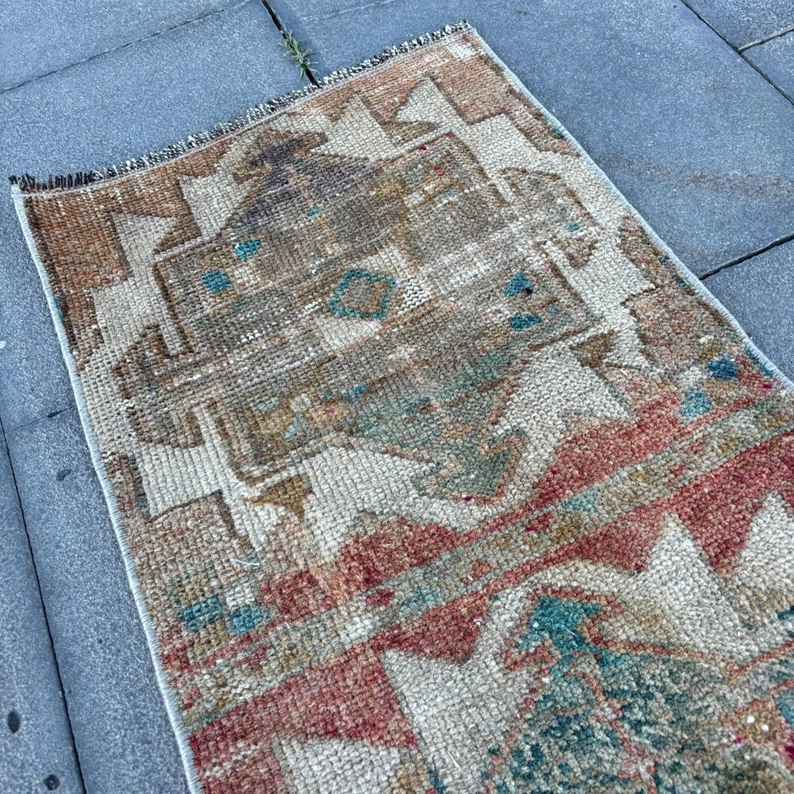 Vintage Turkish Mini Rug 1.3 x 2.6 ft